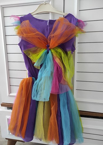 Kız Çocuk Çok Renkli Parlak Tül Elbise - Görsel 2