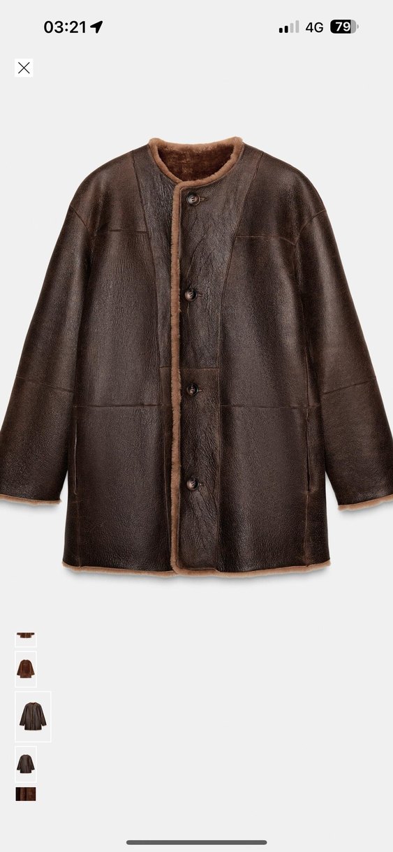 Kahverengi Kadın deri Kürk Midi Ceket - Görsel 3