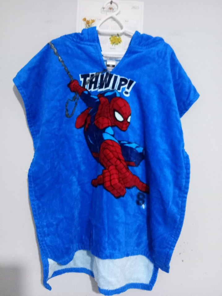 Mavi Örümcek Adam Desenli Çocuk Bornozu - Görsel 4