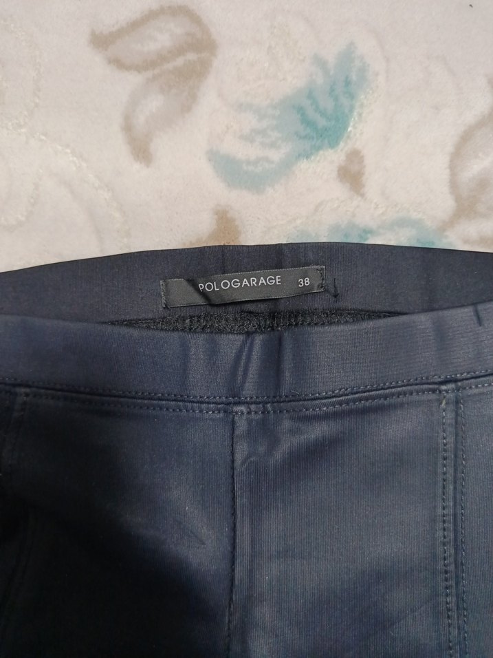 Kadın Lacivert Deri Görünümlü Dar Paça Tayt - Görsel 4