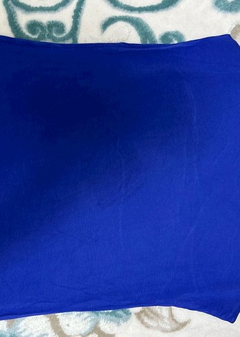 Mavi Parlak Tek Renkli Kadın Bluzu - Görsel 2