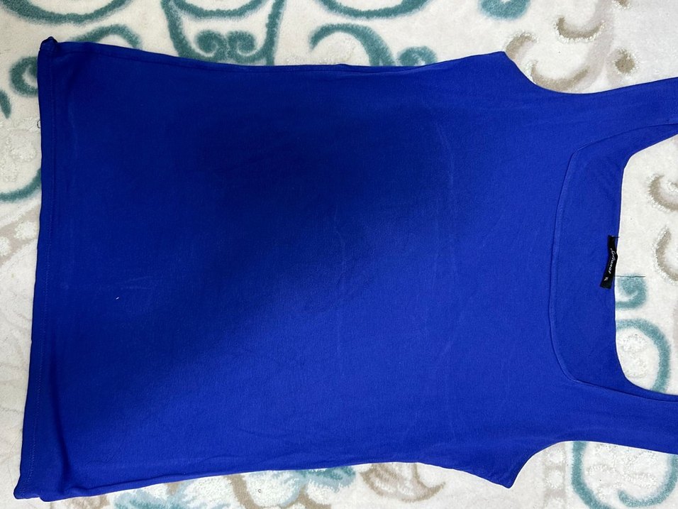 Mavi Parlak Tek Renkli Kadın Bluzu - Görsel 2