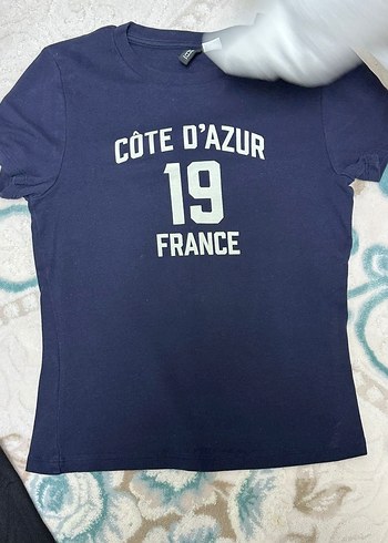 Lacivert Baskılı Pamuklu Hamile Tişörtü - Görsel 2