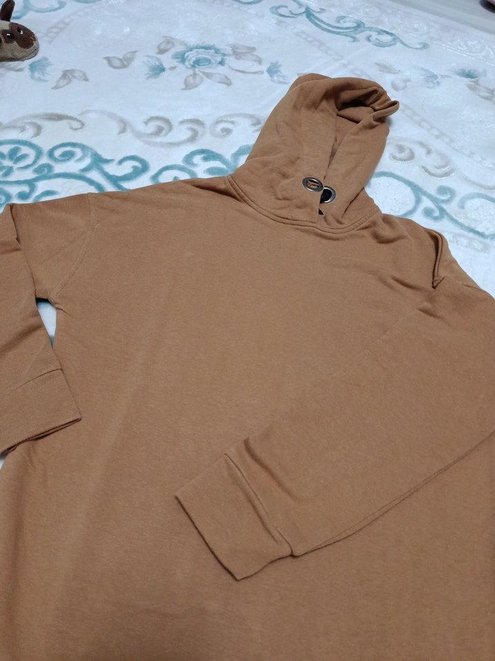 Kadın Kahverengi Kapüşonlu Sweatshirt - Görsel 3