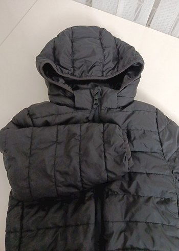 Kapüşonlu Siyah Erkek Çocuk Mont - Görsel 2