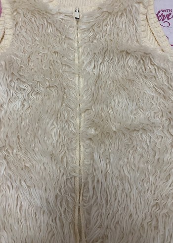 Beyaz Kürklü Kolsuz Kız çocuk Yelek - Görsel 4