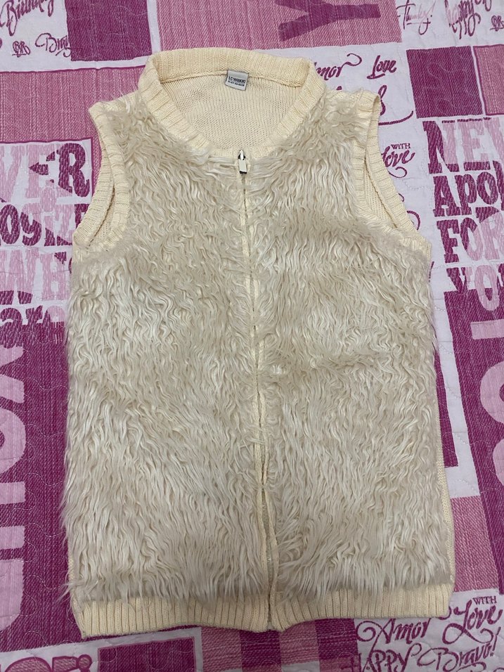 Beyaz Kürklü Kolsuz Kız çocuk Yelek - Görsel 2