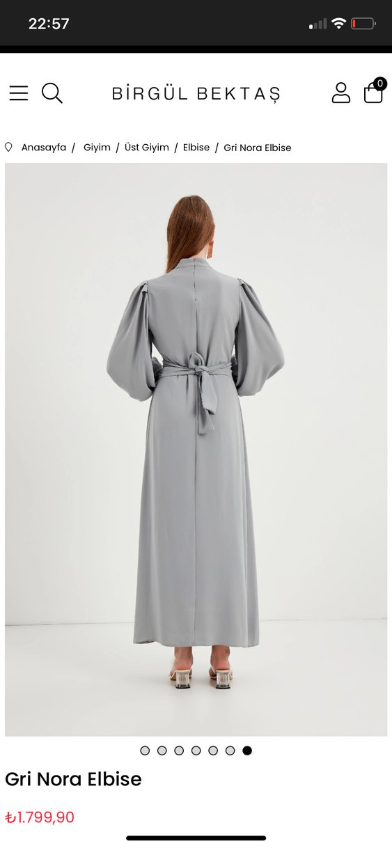 Birgülbektaş Nora  elbise Gri Uzun Kollu Drapeli Kadın Elbise - Görsel 4