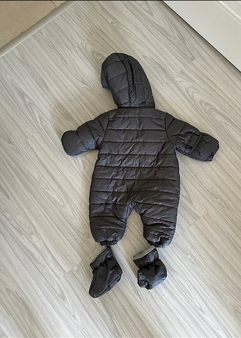 Gri Kapüşonlu Bebek Tulumu astronot tulumu - Görsel 3