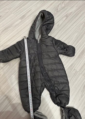 Gri Kapüşonlu Bebek Tulumu astronot tulumu - Görsel 4