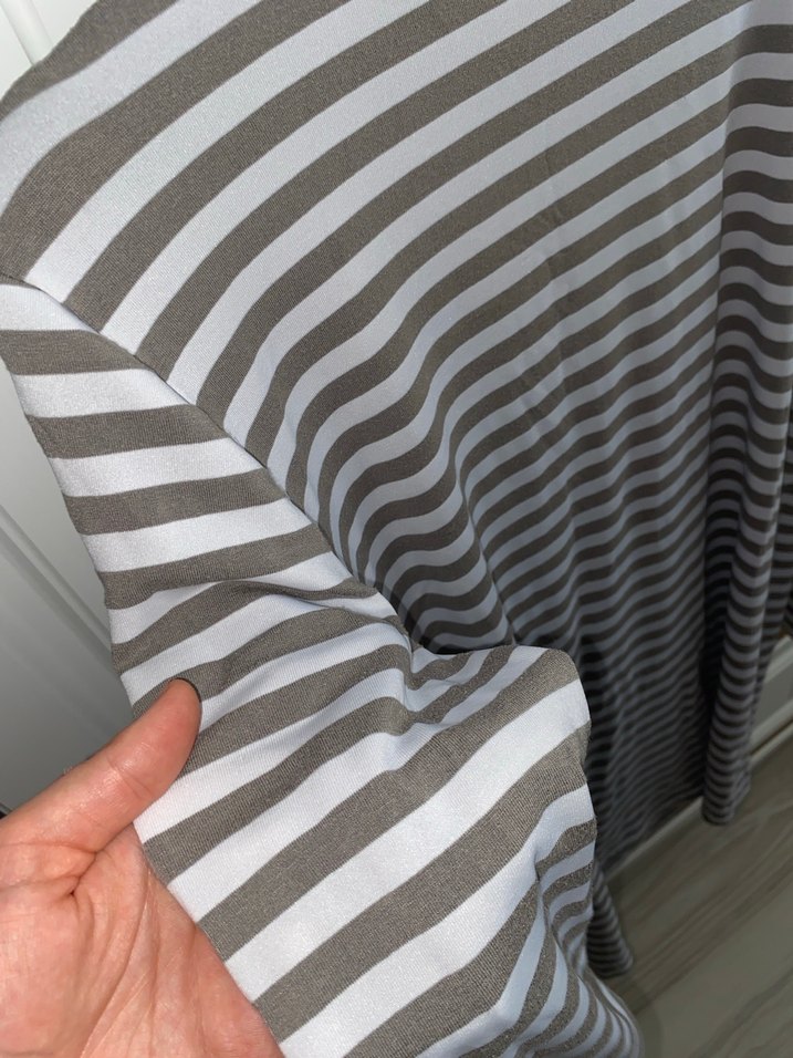 Suud collectıon Gri Çizgili Uzun KolluBluz - Görsel 3