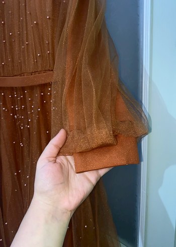 Kiremit inci detaylı tesettür abiye - Görsel 3