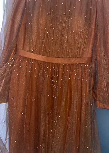 Kiremit inci detaylı tesettür abiye - Görsel 4