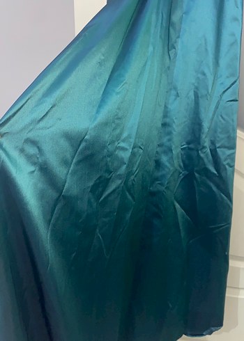 Uzun Kollu Turkuaz Uzun Abiye Elbise - Görsel 6