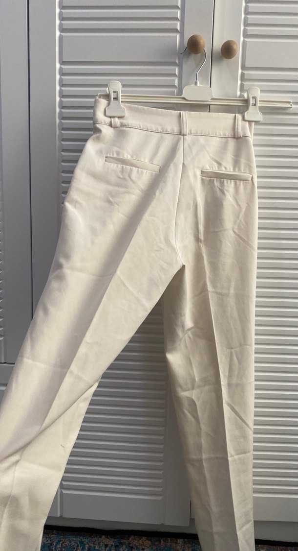 Bej Kadın Keten Kumaş Pantolon - Görsel 4