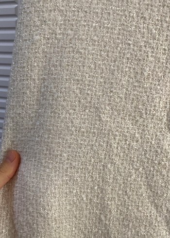 Beyaz Kolsuz Uzun Örgü Keten Elbise - Görsel 3