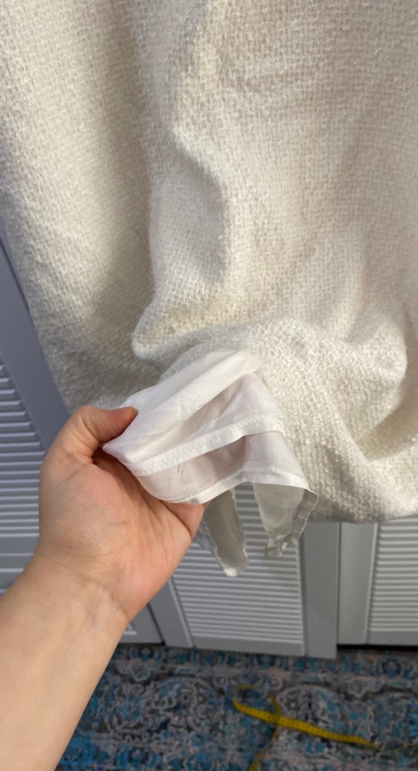 Beyaz Kolsuz Uzun Örgü Keten Elbise - Görsel 4