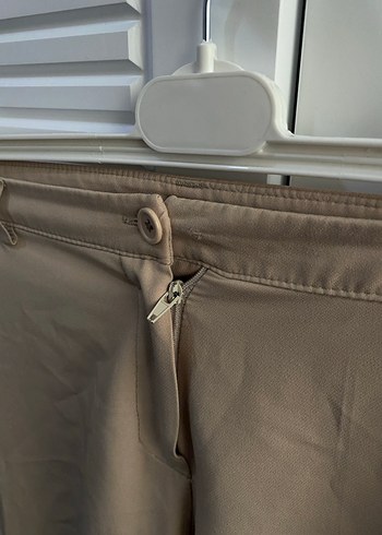 Bej Regular Fit Midi Kumaş Pantolon - Görsel 3