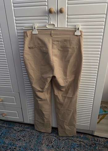 Bej Regular Fit Midi Kumaş Pantolon - Görsel 4