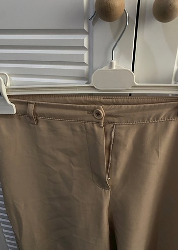 Bej Regular Fit Midi Kumaş Pantolon - Görsel 2