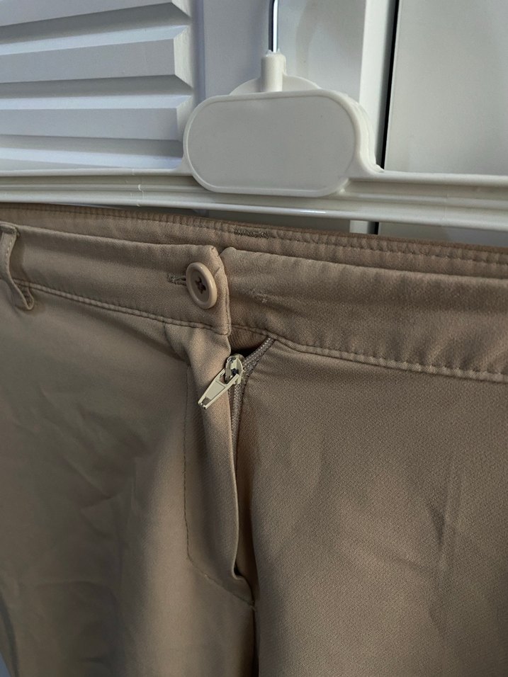 Bej Regular Fit Midi Kumaş Pantolon - Görsel 3