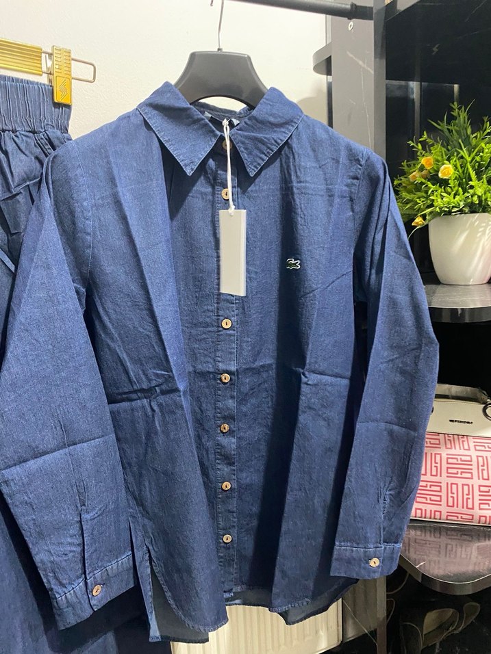 Lacivert Erkek Denim Gömlek Uzun Kollu - Görsel 2