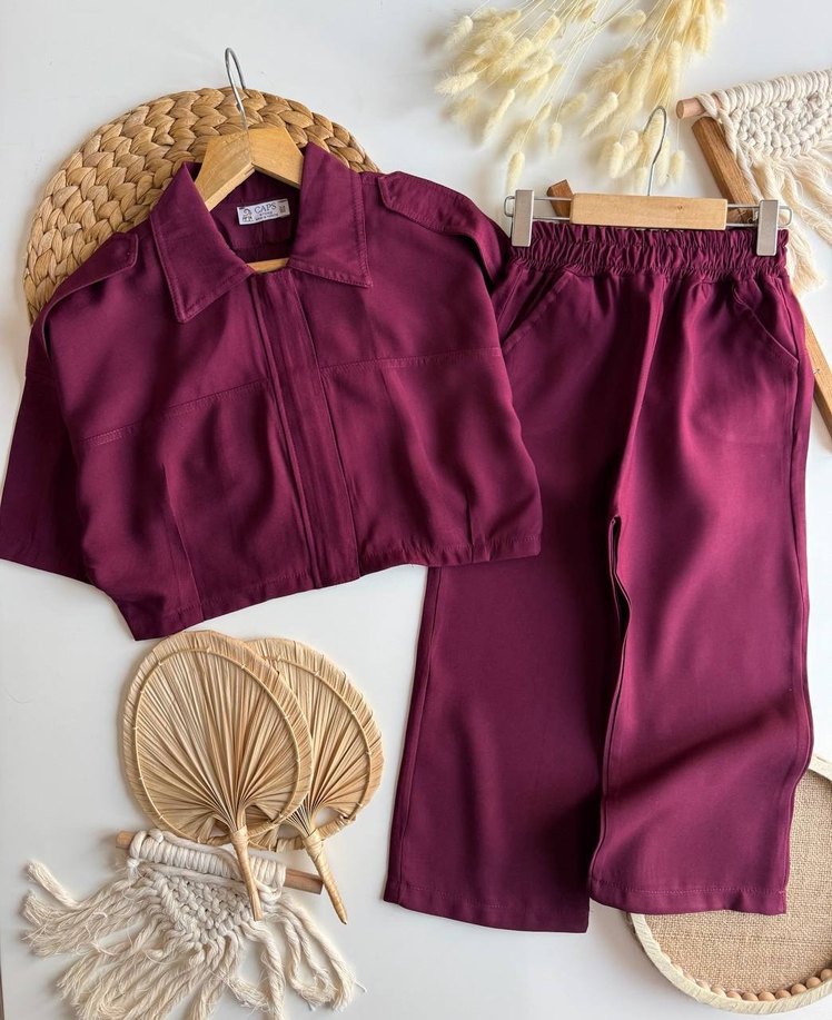 Bordo Kız Çocuk Salaş Eşofman Takımı - Görsel 3