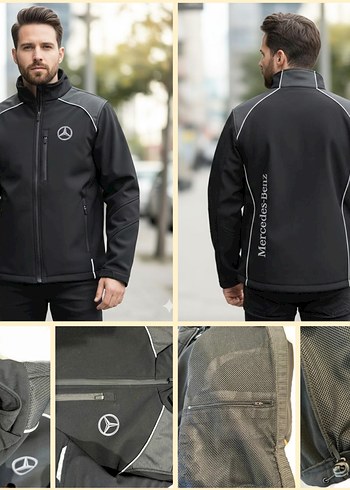 Siyah Gri Fermuarlı Erkek Biker Ceket - Görsel 10