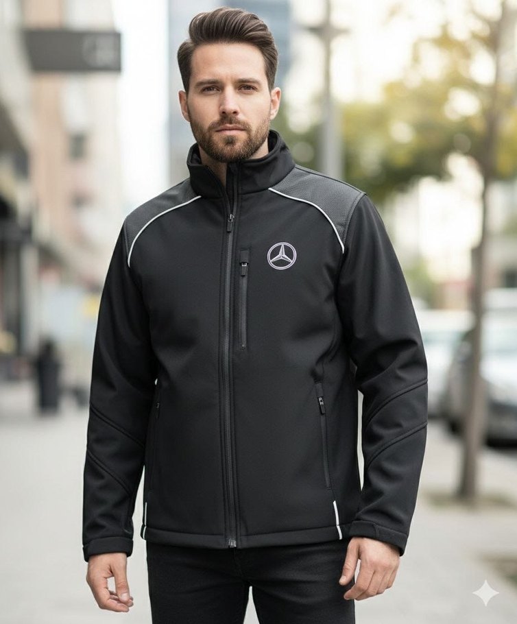 Siyah Gri Fermuarlı Erkek Biker Ceket - Görsel 2