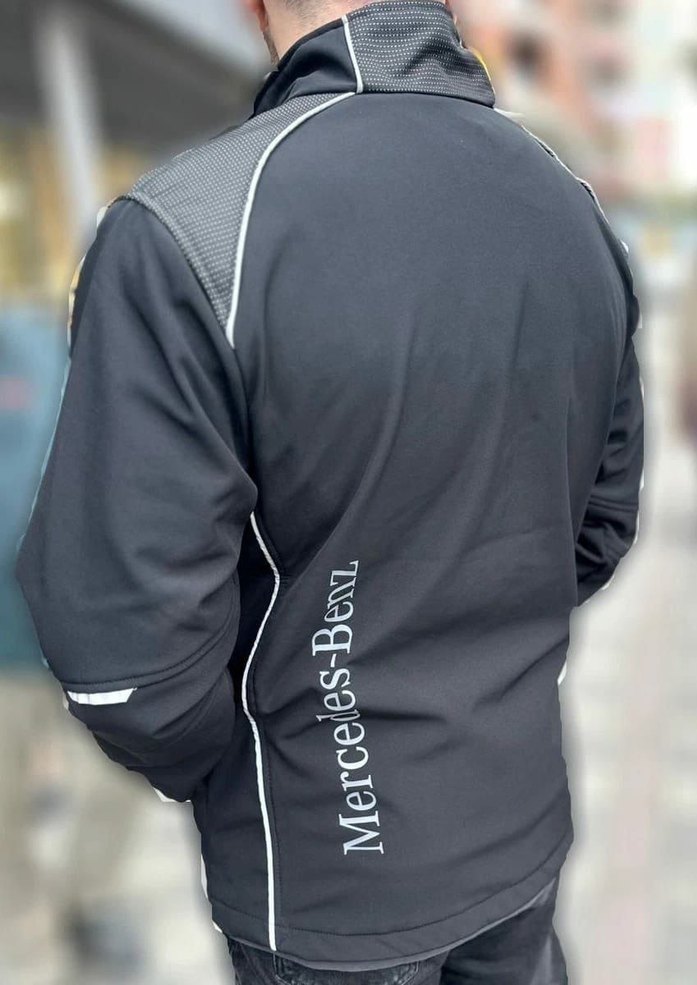 Siyah Gri Fermuarlı Erkek Biker Ceket - Görsel 4