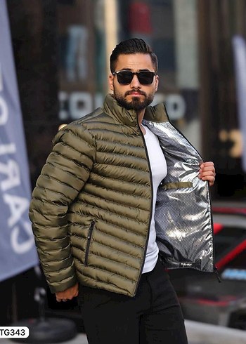 Erkek Haki Kamuflaj Şişme Mont - Görsel 3