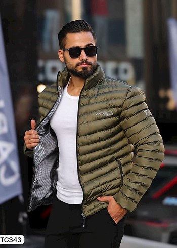 Erkek Haki Kamuflaj Şişme Mont - Görsel 4