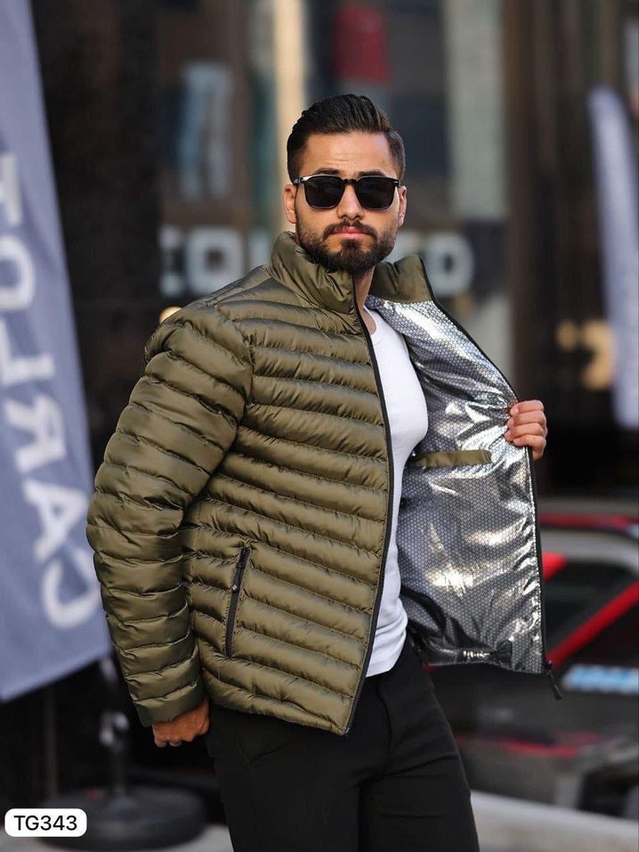 Erkek Haki Kamuflaj Şişme Mont - Görsel 3