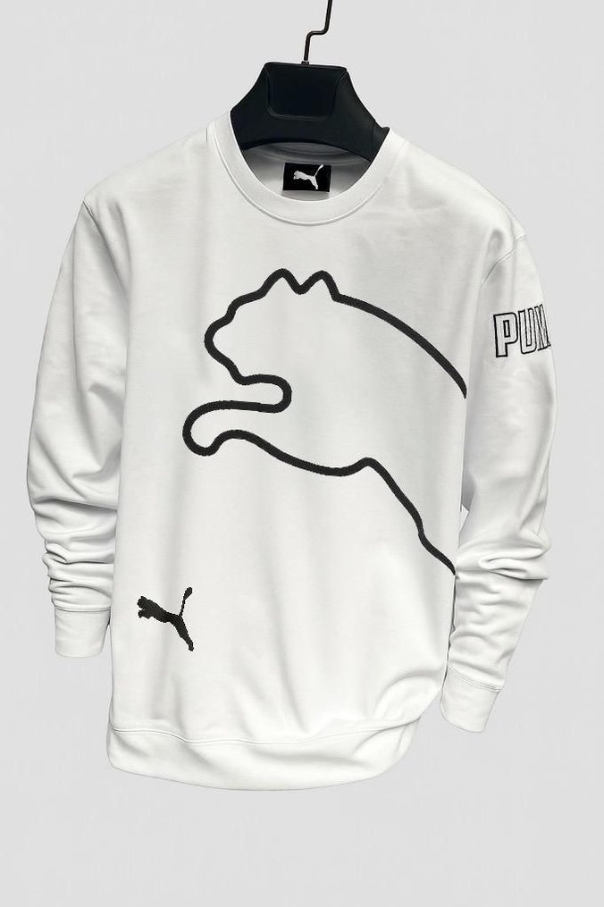 Beyaz Puma Baskılı Erkek Sweatshirt - Görsel 2