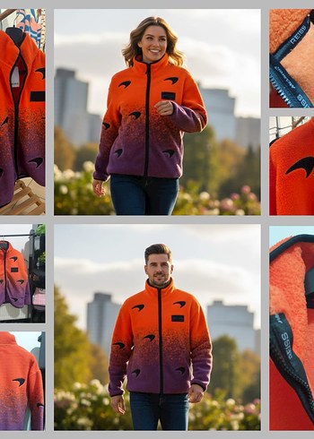 Turuncu Renkli Fermuarlı Streetwear Mont - Görsel 6