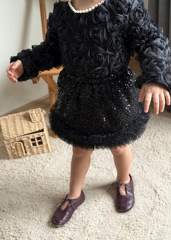 Nakışlı Beyaz Kabartmalı  Kız Etek takim - Görsel 8