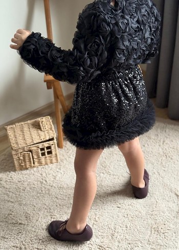 Nakışlı Beyaz Kabartmalı  Kız Etek takim - Görsel 7