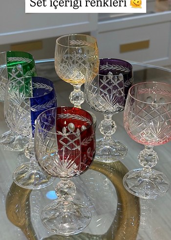Renkli İşlemeli Kristal Kadehler - Görsel 2