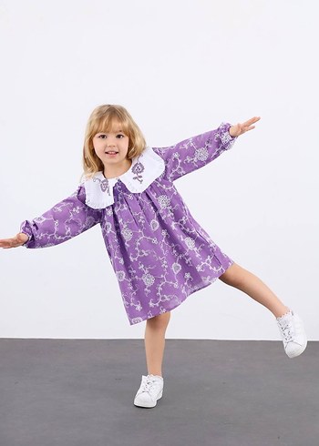 Dantel Detaylı Pembe Kız Çocuk Elbise - Görsel 6