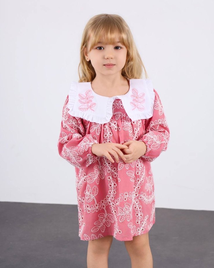 Dantel Detaylı Pembe Kız Çocuk Elbise - Görsel 3