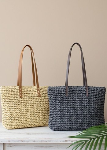 Püsküllü Bohem Örgü Kadın Çanta - Görsel 3