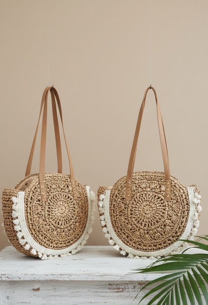 Püsküllü Bohem Örgü Kadın Çanta - Görsel 4