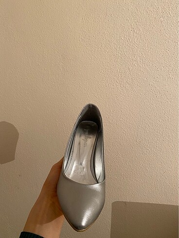 Zara Gri kalın topuklu ayakkabı