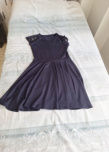 Lacivert Strappy Midi Günlük Elbise