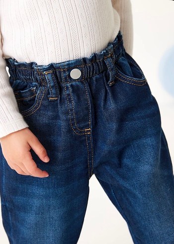 NeXT Kız Çocuk Mavi Bol Kesim Denim Pantolon - Görsel 3