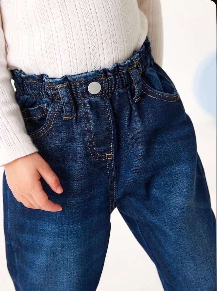 NeXT Kız Çocuk Mavi Bol Kesim Denim Pantolon - Görsel 3