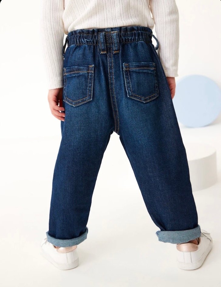 NeXT Kız Çocuk Mavi Bol Kesim Denim Pantolon - Görsel 2