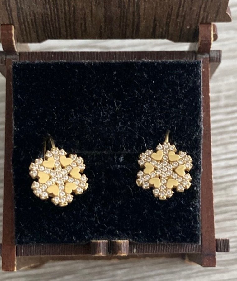 14 Ayar Kar tanesi Küpe - Görsel 2