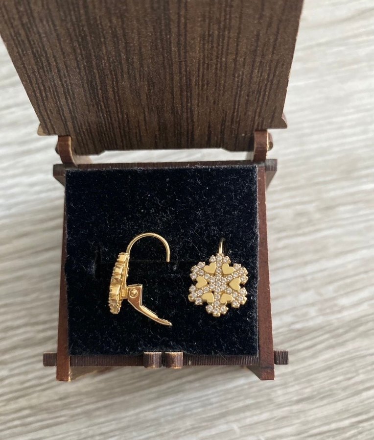 14 Ayar Kar tanesi Küpe - Görsel 3