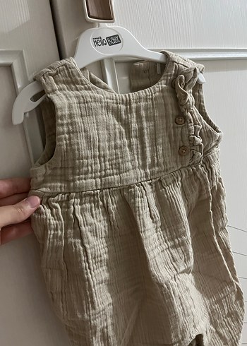 Düğmeli Bej Bebek Kız Tulum - Görsel 2